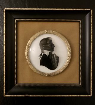 Vintage Reverse Painted Silhouette Of Haydn Convex Bubble Glass 6” X 6” Frame