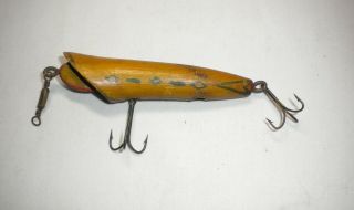 Primitive Antique Hand Carved & Painted Wood Fishing Plug Lure,  4 1/2 "