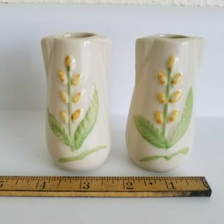 Vintage Shawnee Pottery Mini Vases - Matching Pair - Flower Design - 3 1/2 " - 40 