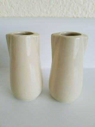 Vintage Shawnee Pottery Mini Vases - Matching Pair - Flower Design - 3 1/2 