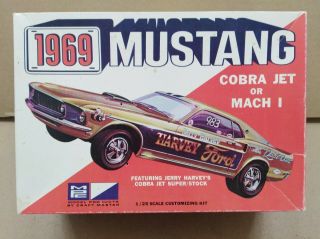 Vintage Mpc 1969 Ford Mustang Cobra Jet Drag Car Built Up In 1/25th Scale.