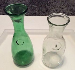 Green Glass Wine Carafe Fleur De Lis Logo Clear Since 1852 Vintage Milk Jug Mcm