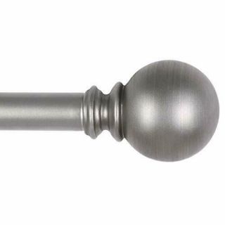 Kamanina 1 Inch Curtain Rods Round Finials Silver 72 - 144 Inches Drapery Rod