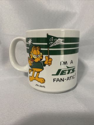 Vintage York Jets Garfield Fan - Atic 1978 Jim Davis Cup Mug Nfl