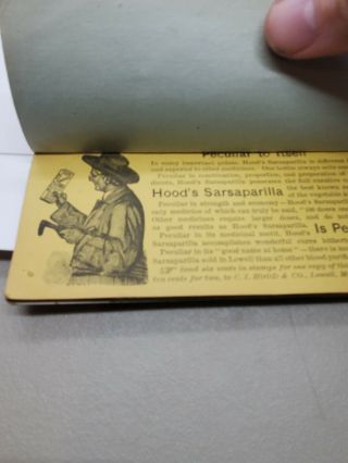 ANTIQUE 1887 HOOD ' S SARSAPARILLA CALENDAR / ALMANAC 2
