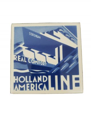 Holland America Line Statendam Delft Blue Coaster Tile