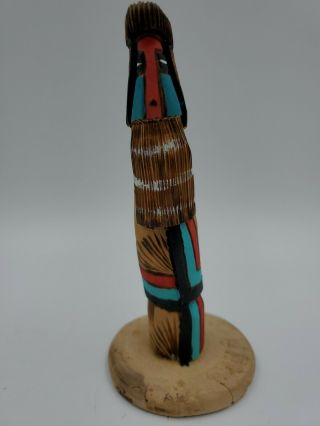 Native American Hand Carved Wood Longhair Kachina Doll Navajo Indian Signed Vtg