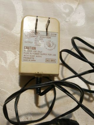 Vintage 3 Volt Sony Ac - D2m Ac Power Adaptor