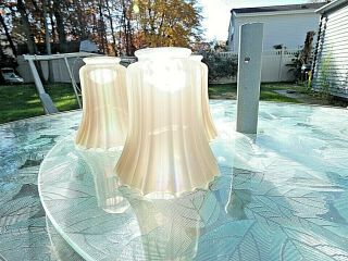 Vintage Nuart Marigold Carnival Glass Light Lamp Shade Set of 3 Fluted Antique 2
