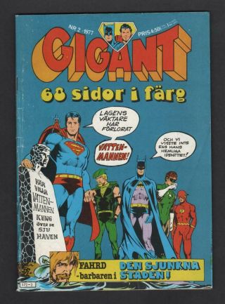 Gigant - Batman & Superman - Dc Comics - 1977 Vintage Swedish Comic Nr 2
