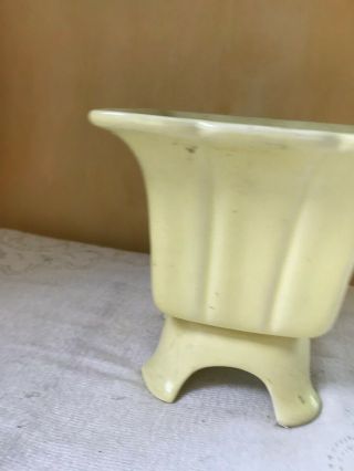 Vintage IMPERIAL YELLOW CERAMIC POTTERY FOOTED PLANTER VASE F 73 Made in USA 2