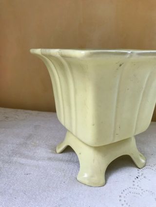 Vintage IMPERIAL YELLOW CERAMIC POTTERY FOOTED PLANTER VASE F 73 Made in USA 3