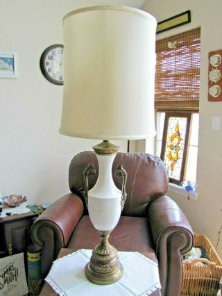 Vintage Stiffel Enameled Antique Brass Table Lamp