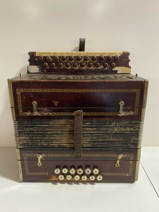 Antique Vintage Early 1900s Hohner Accordion Made In Germany Squeeze Box
