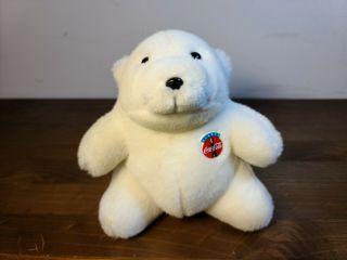 Vintage 1993 Coca - Cola Polar Bear Stuffed Plush Animal Toy 7 " Sitting