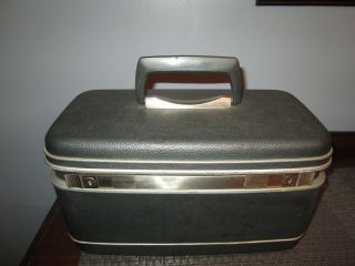 Vtg Samsonite Silhouette Rectangular Luggage Suitcase Train Case Gray Makeup
