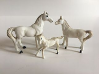 Vintage Bone China Porcelain Miniature White Horse Set 3