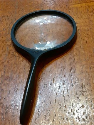 Vintage Bausch&lomb Large Round Magnifier Reading Glass Black U.  S.  A.