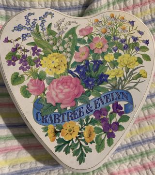 Vintage Valentine Container Crabtree & Evelyn London 1985 Floral Heart Tin
