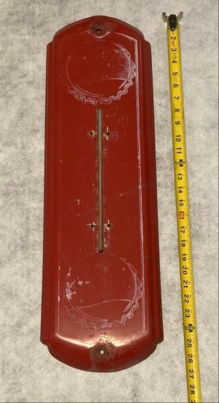 Large Vintage Antique Pepsi Cola Metal Tin Sign Thermometer - Rare Find