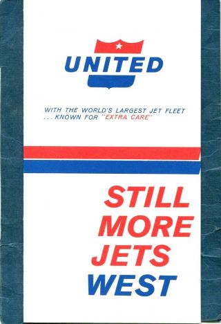 United Airlines Quick Reference Jet Schedule Fr York To West Coast C1960s