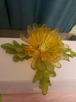11 " Vintage Flowers Acrylic Lucite Plastic Joseph Markovits Amber Rare Limited