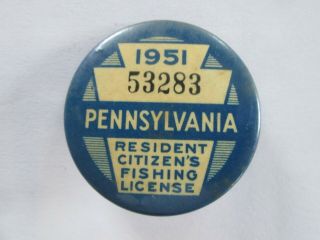 Vintage 1951 Pennsylvania Fishing License