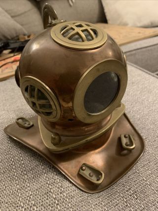 Vintage Copper And Brass Mini Deep Sea Diving Helmet