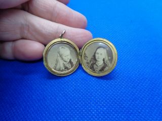 Antique Victorian Rolled Gold Double Photo Locket Pendant Fob