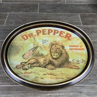 Vintage Dr.  Pepper Soda Metal Tray - King Of Beverages - Lion