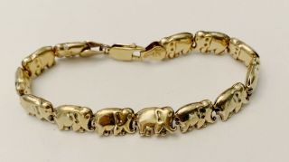 Vintage 925 Italy Gold Tone Sterling Silver Elephant Link Bracelet 7 "