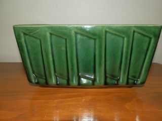 Vintage Cookson Pottery Green Square Ribbed Planter,  Cp Usa 24