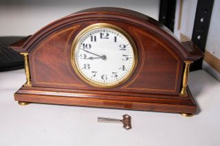 Vintage Dome Top Wood Case Mechanical Mantle Clock - Non Chiming Swiss Made