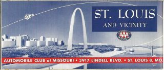 1962 Automobile Club Of Missouri Road Map St.  Louis Route 66 Overland Ferguson