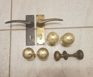 Old Brass Door Knobs Vintage Antique Reclaimed 2