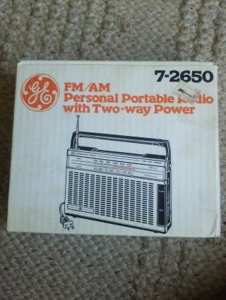 Og Box Vintage General Electric Ge Portable Am/fm Transistor Radio Model 7 - 2650