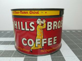 Vintage Hills Bros Coffee Tin Can Empty W/ Lid 1 Pound Size Red Can Advertising