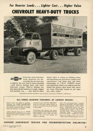 1949 Chevrolet Truck Ad Huber And Huber Motor Express Atlanta Ga