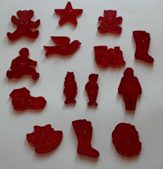 Vintage Hrm Red Cookie Cutters - 14 Total