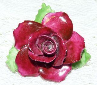 Vintage Royal Adderley England,  Red Rose Flower Porcelain Brooch/pin S10