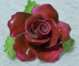 Vintage ROYAL ADDERLEY England,  Red Rose Flower Porcelain Brooch/Pin S10 2