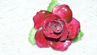 Vintage ROYAL ADDERLEY England,  Red Rose Flower Porcelain Brooch/Pin S10 3
