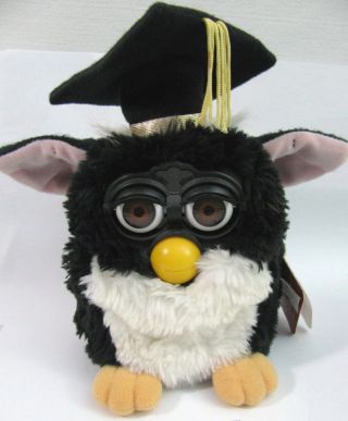 Vtg Graduation Furby Black And White 70 - 886 Limited Edition Grad Cap 1999