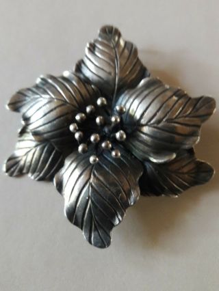 Vintage Large Sterling Silver Flower Pendant 2 1/8”
