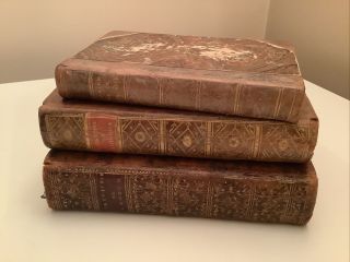 Antique Books: Three (3) Gorgeous Old French Books For Display Or Interst