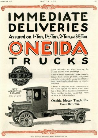 1917 Oneida Truck Green Bay Wi Ad Lexington Spor - Tour Car Ad
