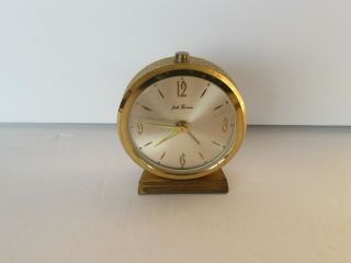 Vtg Small Mid - Century Seth Thomas Brass Wind Up Alarm Clock,  Cond.