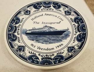 Holland American Line The Inaugural Ms Veendam 1996 Delft Plate