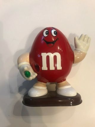 Vintage 1992 Red M&m Candy Dispenser Green M&m In Hand Collectible