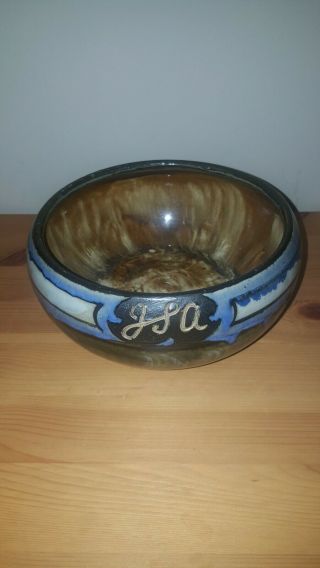 Antique Royal Doulton Bowl Art Nouveau Crystlized Pottery Stoneware.